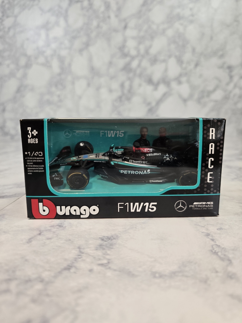 F1W15 Mercedes-AMG Petronas Die-Cast Race Car - Black & Teal